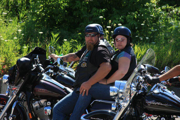 In Vermont, Jeff Miller, a truck driver who taught helmet safety for a local Harley dealer, crashed his bike into the back of an SUV last September, suffering multiple skull fractures; he was wearing a novelty helmet. (Photo courtesy of Dawn Miller.)